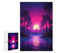 1000 PCS Jigsaw Puzzles for Adults Tropical Neon Dreams Jigsaw for Adults Brain Teaser Game Birthday Present Difficult And Challenge 1000 PCS