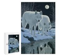 1000 PCS Jigsaw Puzzles for Adults Two White Wolves Under Moonlight Jigsaw Puzzle Family Games Perfect Decoration Birthday And Unique Gifts 1000 PCS