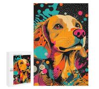 1000 PCS Jigsaw Puzzles for Adults Vibrant Golden Retriever Pop Art Bright And Cheerful Dog Print Golden Retrieve Dog Portrait Jigsaw for Adults Relax Games Hand Speed Race for Is Ideal As A Gift 10