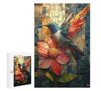 1000 PCS Jigsaw Puzzles for Adults Vibrant Hummingbird And Flower in Stained Glass Puzzle for Adults Anti-Stress Toys A Work of Art Difficult And Challenge 1000 PCS