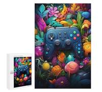 1000 PCS Jigsaw Puzzles for Adults Video Game Controller in A Floral Paradise Jigsaw for Adults Family Games Presents for Women Parent-child Interaction 1000 PCS