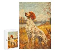 1000 PCS Jigsaw Puzzles for Adults Vintage English Setter Oil Jigsaw for Adults Brain Teaser Game Birthday Present Difficult And Challenge 1000 PCS