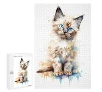 1000 PCS Jigsaw Puzzles for Adults Watercolor Birman Cat Baby Jigsaw Puzzle Hands-on Game But Fun And Humorous Birthday And Unique Gifts 1000 PCS