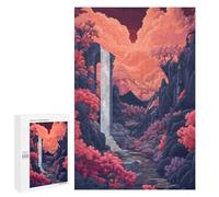 1000 PCS Jigsaw Puzzles for Adults Waterfall Ruin Valley Jigsaw for Adults Brain Teaser Game Birthday Present Difficult And Challenge 1000 PCS