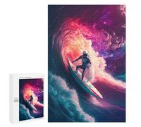1000 PCS Jigsaw Puzzles for Adults Wave Surfing Astronaut Jigsaw for Adults Brain Teaser Game Birthday Present Difficult And Challenge 1000 PCS