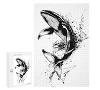 1000 PCS Jigsaw Puzzles for Adults Whale Illustration in Black And White Puzzle for Adults Anti-Stress Toys A Work of Art Difficult And Challenge 1000 PCS