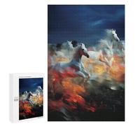 1000 PCS Jigsaw Puzzles for Adults Wild Horses Galloping Through Flames Puzzles for Adults DIY Toys Home Decoration Difficult And Challenge 1000 PCS