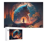 1000 PCS Jigsaw Puzzles for Adults Wolf Silhouette Against Moonlit Sky -1 Jigsaw for Adults Relax Games For Family Fun for Is Ideal As A Gift 1000 PCS