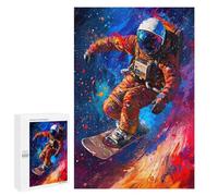 1000 PCS Jigsaw Puzzles for Teenagers Astronaut Snowboarding in Space Adult Jigsaw Puzzles Pattern Assembly Help The Brain Exercise Challenging Game Toys 1000 PCS