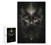1000 PCS Jigsaw Puzzles for Teenagers Black Cat Mystic Art Print Adult Jigsaw Puzzles Pattern Assembly Help The Brain Exercise Challenging Game Toys 1000 PCS