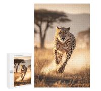 1000 PCS Jigsaw Puzzles for Teenagers Cheetah Running in Savannah Adult Jigsaw Puzzles Pattern Assembly Help The Brain Exercise Challenging Game Toys 1000 PCS