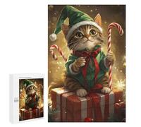 1000 PCS Jigsaw Puzzles for Teenagers Christmas Cat Elf Decorations Puzzles for Teenagers Precision Cutting Help The Brain Exercise Stress Reduction Gifts 1000 PCS