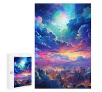1000 PCS Jigsaw Puzzles for Teenagers City Lights Under Rainbow Sky Jigsaw Puzzles for Adults Improve Memory Difficult And Challenge Brainteaser Family Games 1000 PCS