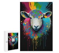 1000 PCS Jigsaw Puzzles for Teenagers Colorful Sheep Art Print Jigsaw Puzzles for Adults Improve Memory Difficult And Challenge Brainteaser Family Games 1000 PCS