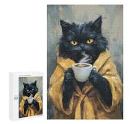 1000 PCS Jigsaw Puzzles for Teenagers Cozy Cat with Coffee Mug Adult Jigsaw Puzzles Pattern Assembly Help The Brain Exercise Challenging Game Toys 1000 PCS