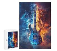 1000 PCS Jigsaw Puzzles for Teenagers Electric Guitar with Fire And Ice Effect-1 Puzzles for Teenagers Precision Cutting Help The Brain Exercise Stress Reduction Gifts 1000 PCS