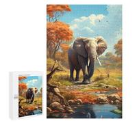1000 PCS Jigsaw Puzzles for Teenagers Elephant in Autumn Forest Jigsaw Puzzles for Adults Improve Memory Difficult And Challenge Brainteaser Family Games 1000 PCS