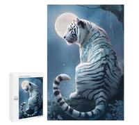 1000 PCS Jigsaw Puzzles for Teenagers Enchanted White Tiger Moonlit Forest Puzzles for Teenagers Precision Cutting Help The Brain Exercise Stress Reduction Gifts 1000 PCS
