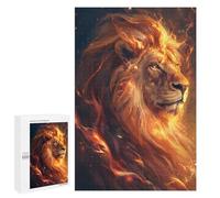 1000 PCS Jigsaw Puzzles for Teenagers Flaming Lion Art Print-4 Adult Jigsaw Puzzles Pattern Assembly Help The Brain Exercise Challenging Game Toys 1000 PCS