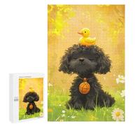 1000 PCS Jigsaw Puzzles for Teenagers Golden Poodle with Rubber Duck Adult Jigsaw Puzzles Pattern Assembly Help The Brain Exercise Challenging Game Toys 1000 PCS