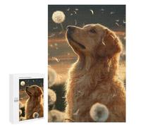 1000 PCS Jigsaw Puzzles for Teenagers Golden Retriever with Dandelions Puzzles for Teenagers Precision Cutting Help The Brain Exercise Stress Reduction Gifts 1000 PCS