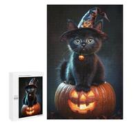 1000 PCS Jigsaw Puzzles for Teenagers Halloween Black Cat Pumpkin Decoration-1 Jigsaw Puzzles for Adults Improve Memory Difficult And Challenge Brainteaser Family Games 1000 PCS