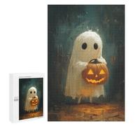 1000 PCS Jigsaw Puzzles for Teenagers Halloween Ghost with Jack-o'-Lantern Adult Jigsaw Puzzles Pattern Assembly Help The Brain Exercise Challenging Game Toys 1000 PCS