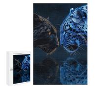 1000 PCS Jigsaw Puzzles for Teenagers Leopard Reflections Blue Vs Black Jigsaw Puzzles for Adults Improve Memory Difficult And Challenge Brainteaser Family Games 1000 PCS