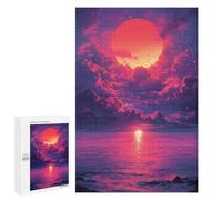 1000 PCS Jigsaw Puzzles for Teenagers Magical Sunset Ocean View Adult Jigsaw Puzzles Pattern Assembly Help The Brain Exercise Challenging Game Toys 1000 PCS