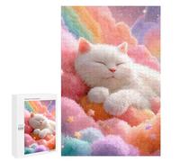 1000 PCS Jigsaw Puzzles for Teenagers Rainbow Cloud Cat Dreamscape Jigsaw Puzzles for Adults Improve Memory Difficult And Challenge Brainteaser Family Games 1000 PCS