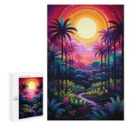 1000 PCS Jigsaw Puzzles for Teenagers Rainbow Palm Forest Pathway Adult Jigsaw Puzzles Pattern Assembly Help The Brain Exercise Challenging Game Toys 1000 PCS