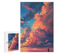 1000 PCS Jigsaw Puzzles for Teenagers Sky on Fire Dramatic Sunset Clouds Jigsaw Puzzles for Adults Improve Memory Difficult And Challenge Brainteaser Family Games 1000 PCS