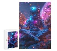 1000 PCS Jigsaw Puzzles for Teenagers Space Astronaut in Meditation Pose Jigsaw Puzzles for Adults Improve Memory Difficult And Challenge Brainteaser Family Games 1000 PCS