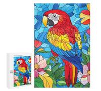 1000 PCS Jigsaw Puzzles for Teenagers Stained Glass Parrot Art Print-1 Adult Jigsaw Puzzles Pattern Assembly Help The Brain Exercise Challenging Game Toys 1000 PCS