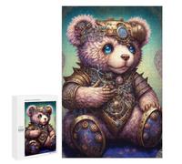 1000 PCS Jigsaw Puzzles for Teenagers Steampunk Teddy Bear Art Print-1 Adult Jigsaw Puzzles Pattern Assembly Help The Brain Exercise Challenging Game Toys 1000 PCS