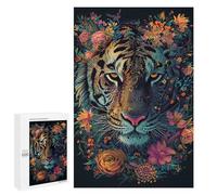 1000 PCS Jigsaw Puzzles for Teenagers Tiger Floral Art Print Puzzles for Teenagers Precision Cutting Help The Brain Exercise Stress Reduction Gifts 1000 PCS