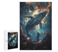 1000 PCS Jigsaw Puzzles for Teenagers Whale Watching in Space Adult Jigsaw Puzzles Pattern Assembly Help The Brain Exercise Challenging Game Toys 1000 PCS