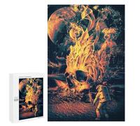 1000 PCS Jigsaw Puzzles for Teenagerss Astronaut Faces Fiery Skull on Alien Planet Adult Jigsaw Puzzle Anti-Stress Toys Wall Decoration Fun at Home Activities, 1000 PCS