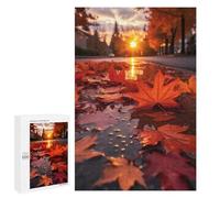 1000 PCS Jigsaw Puzzles for Teenagerss Autumn Leaves in Puddle Adult Puzzles Hands-on Game Hand Speed Race Fun at Home Activities, 1000 PCS