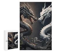 1000 PCS Jigsaw Puzzles for Teenagerss Black And White Dragons Confrontation Adult Jigsaw Family Game But Fun And Humorous Fun at Home Activities, 1000 PCS