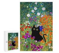 1000 PCS Jigsaw Puzzles for Teenagerss Black Cat in A Colorful Garden Jigsaws for Adults Relax Games Wall Decoration Help The Brain Exercise 1000 PCS