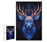 1000 PCS Jigsaw Puzzles for Teenagerss Blue Deer with Geometric Puzzle For Teenagerss Difficult Challenge Educational Challenge Family Fun & Game Night 1000 PCS
