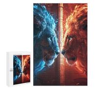 1000 PCS Jigsaw Puzzles for Teenagerss Blue Vs Red Lions Epic Battle Puzzle For Teenagerss Difficult Challenge Educational Challenge Family Fun & Game Night 1000 PCS