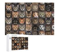 1000 PCS Jigsaw Puzzles for Teenagerss Cat Faces Gallery Jigsaw Puzzle Toy Wall Decor Difficult Hard Unique Birthday And Xmas Gifts 1000 PCS