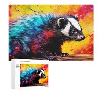 1000 PCS Jigsaw Puzzles for Teenagerss Colorful Badger Artwork Jigsaw Puzzle Toy Wall Decor Difficult Hard Unique Birthday And Xmas Gifts 1000 PCS