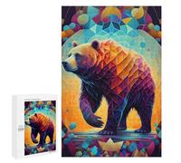 1000 PCS Jigsaw Puzzles for Teenagerss Colorful Geometric Bear Artwork Jigsaws for Adults Relax Games Wall Decoration Help The Brain Exercise 1000 PCS