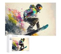 1000 PCS Jigsaw Puzzles for Teenagerss Colorful Snowboarder in Action Jigsaw Puzzle Toy Wall Decor Difficult Hard Unique Birthday And Xmas Gifts 1000 PCS