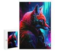 1000 PCS Jigsaw Puzzles for Teenagerss Cyberfox in Neon Cityscape-1 Jigsaws for Adults Relax Games Wall Decoration Help The Brain Exercise 1000 PCS