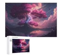 1000 PCS Jigsaw Puzzles for Teenagerss Enchanted Pink Tree Lightning Storm Puzzles for Adults DIY Toys Difficult Challenge Stress Reduction Gifts 1000 PCS