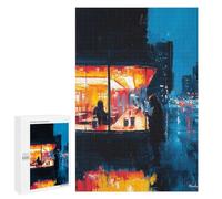 1000 PCS Jigsaw Puzzles for Teenagerss Expressionist Urban Night Café - Bold Cinematic Cityscape Adult Jigsaw Puzzle Family Games Improve Memory Help The Brain Exercise 1000 PCS